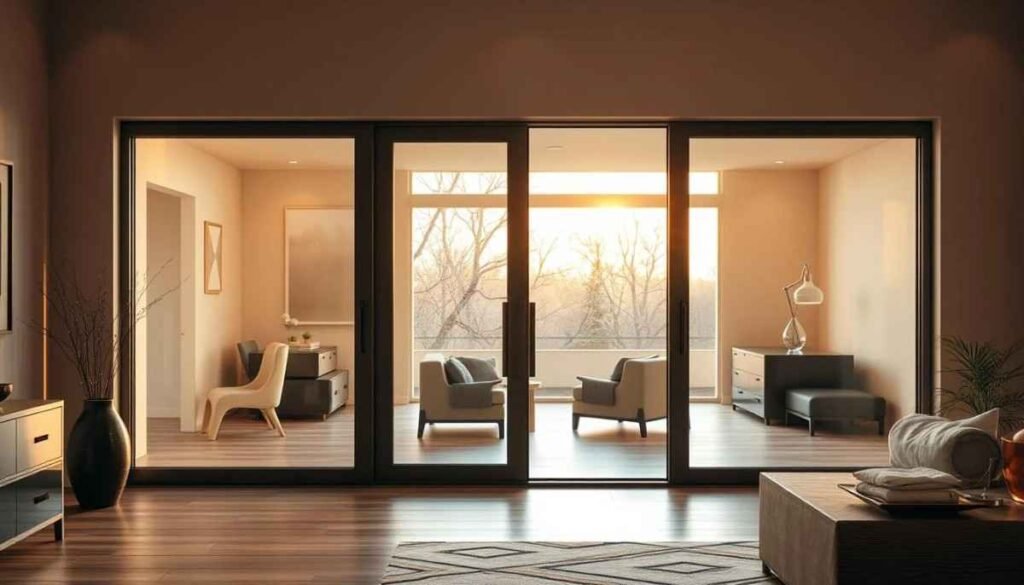 Standard 108 × 96 3-panel door stacked to one side – 72 clear walk-through