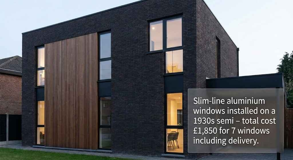 aluminium windows installed on a 1930s semi – total cost £1,850 for 7 windows including delivery